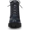 imageAllegra K Womens Round Toe Chunky Heel Lace Up Zipper Combat BootsNavy Blue