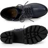 imageAllegra K Womens Round Toe Chunky Heel Lace Up Zipper Combat BootsNavy Blue
