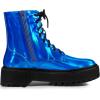 imageAllegra K Womens Round Toe Platform Lace Up Colorful Combat Ankle BootsBlue