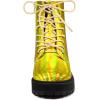 imageAllegra K Womens Round Toe Platform Lace Up Colorful Combat Ankle BootsGold Yellow
