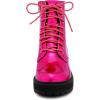 imageAllegra K Womens Round Toe Platform Lace Up Colorful Combat Ankle BootsHot Pink