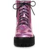 imageAllegra K Womens Round Toe Platform Lace Up Colorful Combat Ankle BootsPink