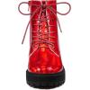 imageAllegra K Womens Round Toe Platform Lace Up Colorful Combat Ankle BootsRed