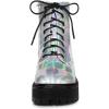 imageAllegra K Womens Round Toe Platform Lace Up Colorful Combat Ankle BootsSilver