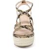 imageAllegra K Womens Snake Print Wedges Strappy Platform Wedge Heel SandalsKhaki