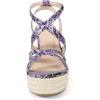 imageAllegra K Womens Snake Print Wedges Strappy Platform Wedge Heel SandalsPurple