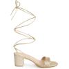 imageAllegra K Womens Sparkle Strappy Lace Up Block Heels SandalsGold