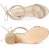 imageAllegra K Womens Sparkle Strappy Lace Up Block Heels SandalsGold