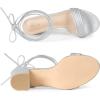 imageAllegra K Womens Sparkle Strappy Lace Up Block Heels SandalsSilver