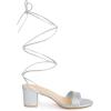 imageAllegra K Womens Sparkle Strappy Lace Up Block Heels SandalsSilver