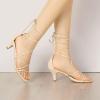 imageAllegra K Womens Strappy Kitten Heel Lace Up SandalsBeige