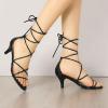 imageAllegra K Womens Strappy Kitten Heel Lace Up SandalsBlack
