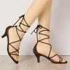 imageAllegra K Womens Strappy Kitten Heel Lace Up SandalsCoffee