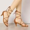 imageAllegra K Womens Strappy Kitten Heel Lace Up SandalsDark Brown