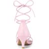 imageAllegra K Womens Strappy Kitten Heel Lace Up SandalsLight Pink