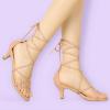 imageAllegra K Womens Strappy Kitten Heel Lace Up SandalsNude