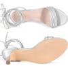 imageAllegra K Womens Strappy Lace Up Kitten Heels SandalSilver