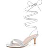 imageAllegra K Womens Strappy Lace Up Kitten Heels SandalSilver