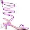 imageAllegra K Womens Strappy Lace Up Slingback Kitten Heel SandalsPurple
