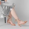 imageAllegra K Womens Strappy Lace Up Slingback Kitten Heel SandalsRose Gold