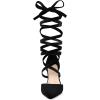 imageAllegra K Womens Velvet Lace Up Chunky Heels Pointed Toe PumpsBlack
