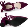 imageAllegra K Womens Velvet Lace Up Chunky Heels Pointed Toe PumpsBurgundy