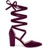 imageAllegra K Womens Velvet Lace Up Chunky Heels Pointed Toe PumpsBurgundy