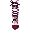 imageAllegra K Womens Velvet Lace Up Chunky Heels Pointed Toe PumpsBurgundy
