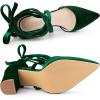 imageAllegra K Womens Velvet Lace Up Chunky Heels Pointed Toe PumpsDark Green