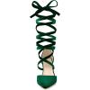 imageAllegra K Womens Velvet Lace Up Chunky Heels Pointed Toe PumpsDark Green