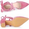 imageAllegra K Womens Velvet Lace Up Chunky Heels Pointed Toe PumpsPink