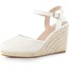 imageAllegra K Womens Closed Toe Platform Espadrilles Lace Wedge Heel SandalsIvory