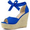 imageAllegra K Womens Espadrilles Tie Up Ankle Strap Wedges SandalsDeep Blue