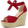 imageAllegra K Womens Espadrilles Tie Up Ankle Strap Wedges SandalsRed