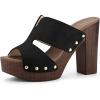 imageAllegra K Womens Faux Suede Platform High Block Heel Slides SandalsBlack