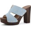 imageAllegra K Womens Faux Suede Platform High Block Heel Slides SandalsSky Blue