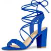 imageAllegra K Womens Lace Up Block High Heels SandalsRoyal Blue