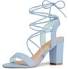 imageAllegra K Womens Lace Up Block High Heels SandalsSky Blue