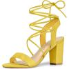 imageAllegra K Womens Lace Up Block High Heels SandalsYellow