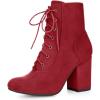 imageAllegra K Womens Lace Up Chunky Heel Ankle BootiesRed