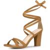 imageAllegra K Womens Lace Up High Block Heeled SandalsBrown