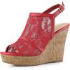 imageAllegra K Womens Open Toe Platform Heel Lace Wedges SandalsRed