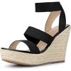 imageAllegra K Womens Platform Ankle Elastic Straps Espadrilles Wedge SandalsBlack