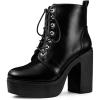 imageAllegra K Womens Platform Chunky High Heel Lace Up Combat BootsBlack