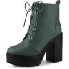 imageAllegra K Womens Platform Chunky High Heel Lace Up Combat BootsDark Green