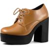 imageAllegra K Womens Platform Lace Up Chunky Heel Ankle BootsBrown