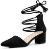 imageAllegra K Womens Pointed Toe Block Heels Lace Up PumpsBlack