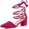 imageAllegra K Womens Pointed Toe Block Heels Lace Up PumpsHot Pink