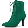 imageAllegra K Womens Pointy Toe Zip Lace Up Stiletto Heel Ankle BootsEmerald Green