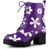 imageAllegra K Womens Printed Platform Round Toe Lace Up Chunky Heel Combat BootsPurple
